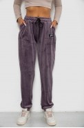 Спортивные штаны велюровые женские на флисе  -уценка, цвет сливовый, 238R58649-1-U-8 - фото № 0