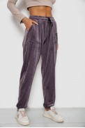 Спортивные штаны велюровые женские на флисе  -уценка, цвет сливовый, 238R58649-1-U-8 - фото № 2