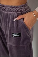 Спортивные штаны велюровые женские на флисе  -уценка, цвет сливовый, 238R58649-1-U-8 - фото № 4
