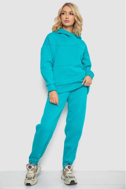 Спортивный костюм женский на флисе  -уценка, цвет бирюзовый, 247R10765-U-23