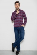 Рубашка мужская в клетку с принтом, цвет бордовый, 186R6917-10 - фото № 1