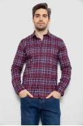 Рубашка мужская в клетку с принтом, цвет бордовый, 186R6917-10 - фото № 0
