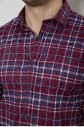 Рубашка мужская в клетку с принтом, цвет бордовый, 186R6917-10 - фото № 4