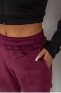 Спортивні штани велюрові жіночі на флісі  -уцінка, колір бордовий, 238R58648-U - фото № 4