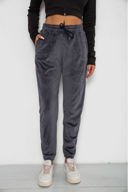 Спортивные штаны велюровые женские на флисе  -уценка, цвет серый, 238R58644-U-1