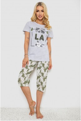 Пижама женская с принтом, цвет серый, 243R3757
