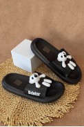 Шлепанцы женские с аппликацей, цвет черный, 243R5028-41 - фото № 0