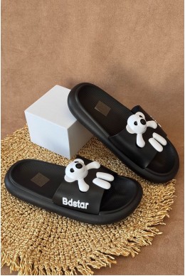 Шльопанці жіночі з аплікацією, колір чорний, 243R5028-41