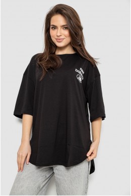 Футболка жіноча з принтом, колір чорний, 244R2030