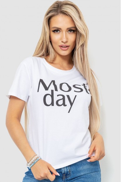 Футболка жіноча з принтом  -уцінка, колір білий, 221R3011-U-15