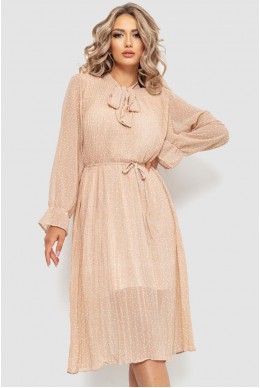 Сукня вільного крою шифонова  -уцінка, колір бежевий, 204R721-U-1