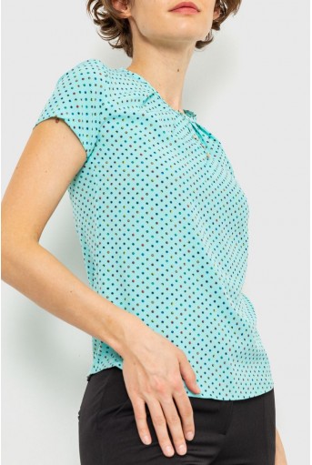 Купити Блуза в горох, колір бірюзовий, 230R112-7 - Фото №2