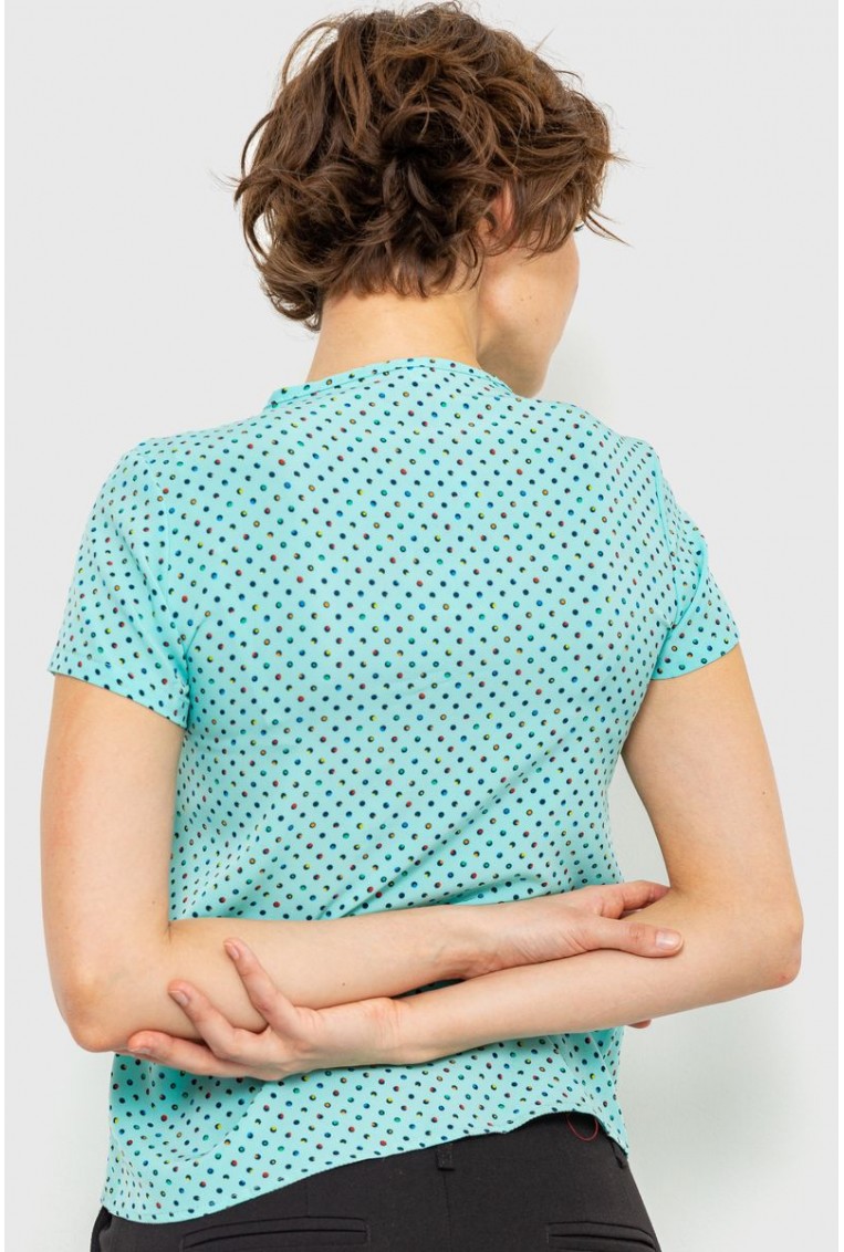 Купити Блуза в горох, колір бірюзовий, 230R112-7 - Фото №4