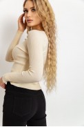 Кофта жіноча базова в рубчик  -уцінка, колір кремовий, 204R002-U-2 - фото № 4