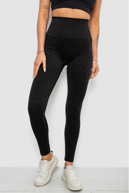 Лосини жіночі однотонні з принтом, колір чорний, 214R933