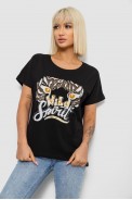 Футболка женская с принтом, цвет черный, 244R2065 - фото № 0