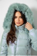 Куртка женская демисезонная короткая, цвет мятный, 244R23-9 - фото № 5
