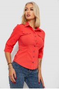 Рубашка женская однотонная  -уценка, цвет коралловый, 230R068-5-U-58 - фото № 2