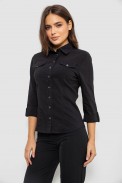 Рубашка женская однотонная  -уценка, цвет черный, 230R068-3-U-9 оптом - фото № 2