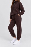 Спортивний костюм жіночий на флісі, колір темно-коричневий, 257R90 - фото № 1