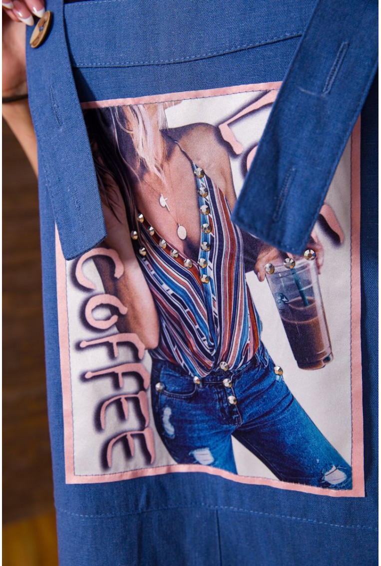 Купить Комбинезон женский ткань лён, цвет джинс, 102R5169 - Фото №6