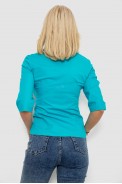 Рубашка женская однотонная  -уценка, цвет бирюзовый, 230R068-4-U-4 - фото № 3
