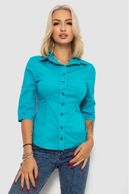 Сорочка жіноча однотонна  -уцінка, колір бірюзовий, 230R068-4-U-4