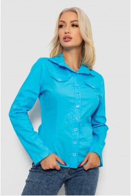 Сорочка жіноча однотонна  -уцінка, колір блакитний, 230R068-2-U-6