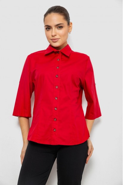 Сорочка жіноча однотонна  -уцінка, колір червоний, 230R068-4-U-5