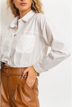 Рубашка женская на пуговицах, цвет молочный, 131R1938