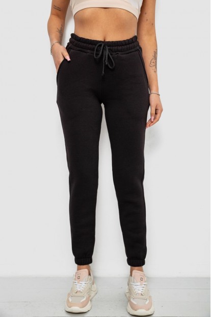 Спортивные штаны женские на флисе, цвет черный, 214R121