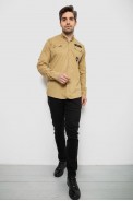 Сорочка чоловіча однотонна з принтом  -уцінка, колір бежевий, 186R01-U оптом - фото № 1