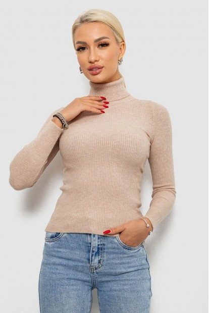 Гольф жіночий базовий в рубчик, колір бежевий, 204R001-1