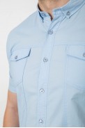 Рубашка мужская однотонная  -уценка, цвет голубой, 214R6917-2-U-4 - фото № 4