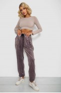 Спортивные штаны велюровые женские на флисе  -уценка, цвет мокко, 238R58649-1-U-13 - фото № 1