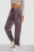 Спортивные штаны велюровые женские на флисе  -уценка, цвет мокко, 238R58649-1-U-13 - фото № 2