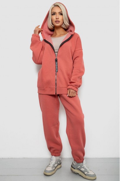 Спортивний костюм жіночий на флісі, колір кораловий, 247R1058-5