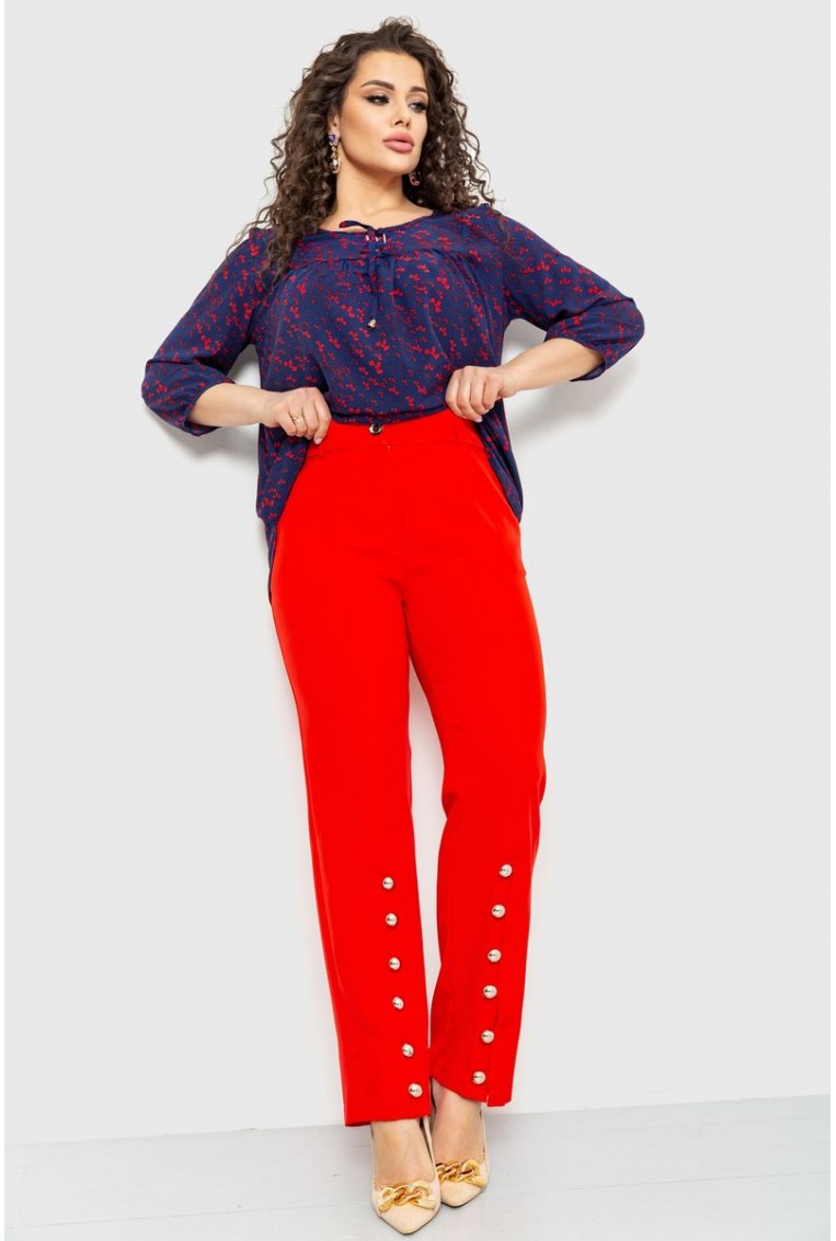 Купити Класичні жіночі штани, прямого крою, колір Червоний, 102R287 - Фото №1