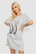 Нічна сорочка в смужку, колір сіро-білий, 238R15022 - фото № 2