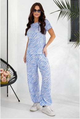 Костюм женский повседневный с принтом, цвет голубой, 257R815-1