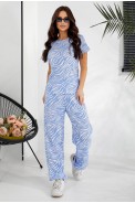 Костюм женский повседневный с принтом, цвет голубой, 257R815-1 - фото № 1