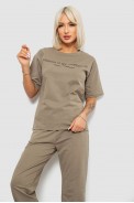Костюм женский повседневный однотонный, цвет хаки, 221R101 - фото № 1