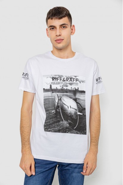 Футболка чоловіча з принтом  -уцінка, колір білий, 247R345-U-1