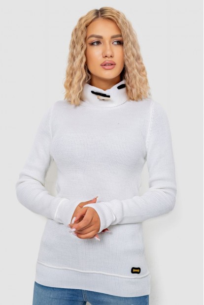 Светр-гольф жіночий однотонний  -уцінка, колір білий, 247R3287-U