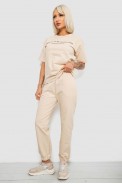 Костюм женский повседневный однотонный, цвет бежевый, 221R101 - фото № 2