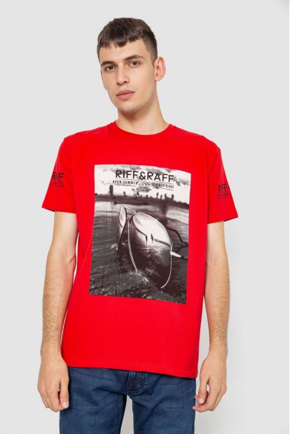 Футболка чоловіча з принтом  -уцінка, колір червоний, 247R345-U-3