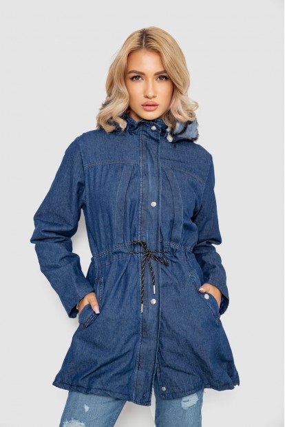 Джинсова куртка жіноча подовжена  -уцінка, колір синій, 247R424-1-U-2