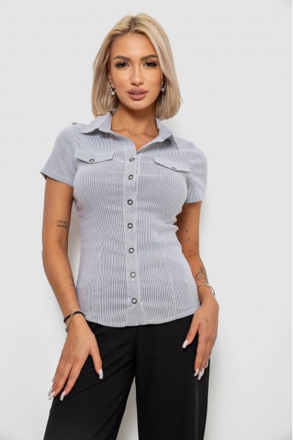 Рубашка классическая в полоску, цвет светло-серый, 230R667