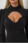 Платье женское однотонное нарядное, цвет черный, 244R399 - фото № 4