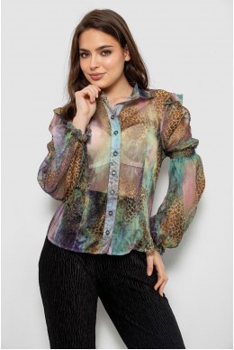 Блуза женская с принтом шифоновая, цвет разноцвет , 230R1503-1